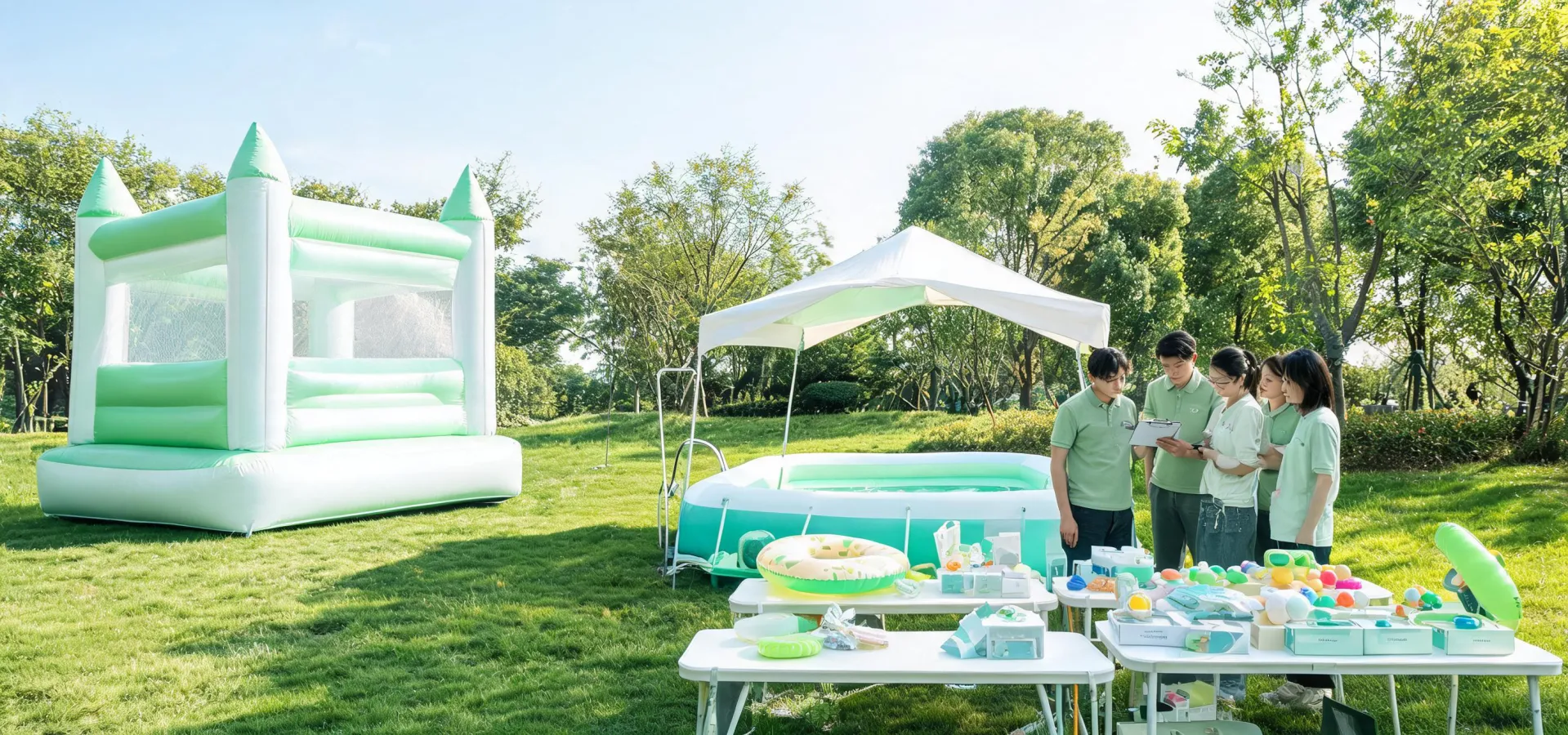 Bestway outdoor play team and product testing yard