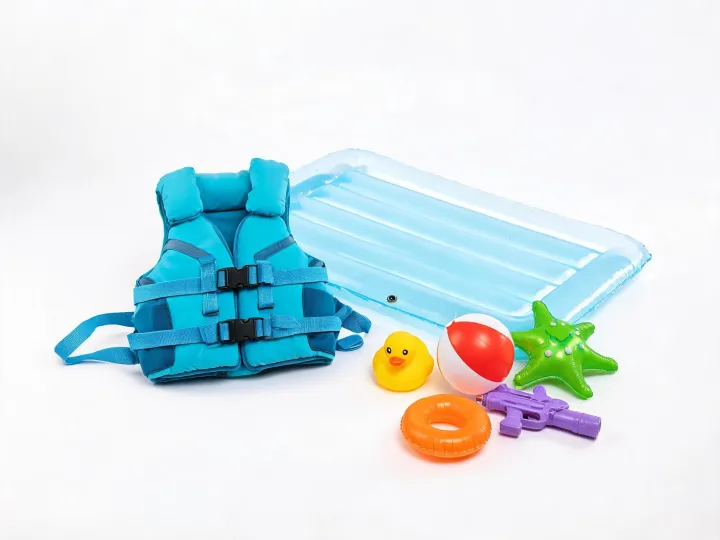 Kids swim safety vest and pool float set