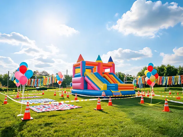 Birthday event outdoor inflatable play area