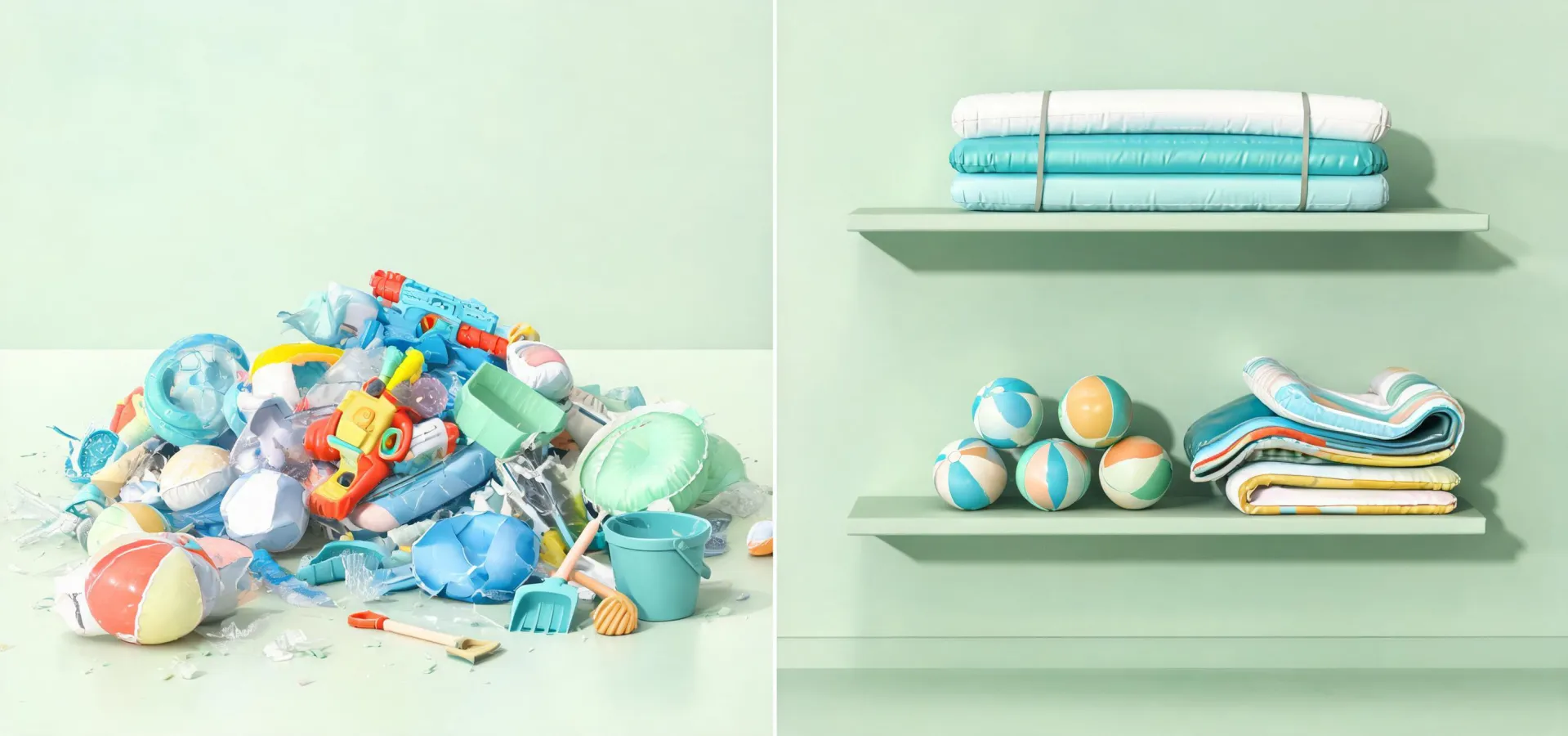 Before outdoor play product waste and after organized durable care